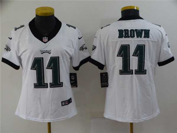 Women%27s Philadelphia Eagles #11 A. J. Brown White Vapor Stitched Football Jersey->women nfl jersey->Women Jersey